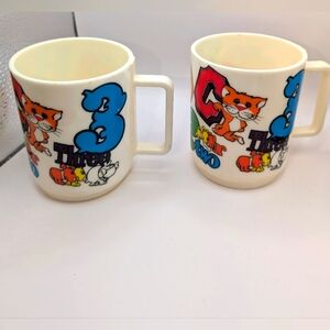 Vintage DEKA Elizabeth, NJ Kids Cups  ABC, 123  Retro 3-1/2" Set Of 2